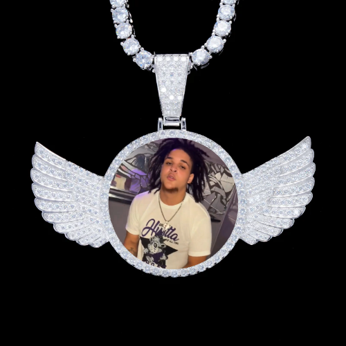 925S & VVS Moissanite 3D Wing Custom Picture Pendant