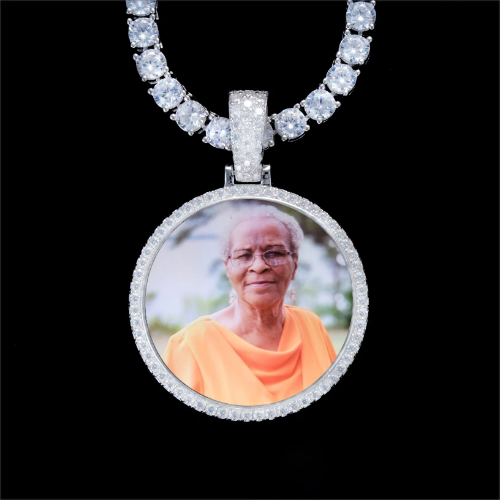 925S & VVS Moissanite 3D Circle Custom Picture Pendant