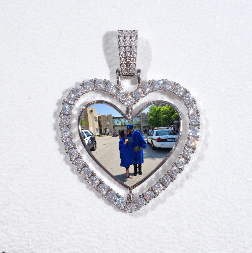 3D Spinning 2-Faced Heart Custom Picture Pendant