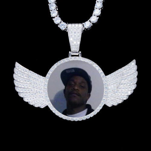 925S & VVS Moissanite 3D Wing Custom Picture Pendant