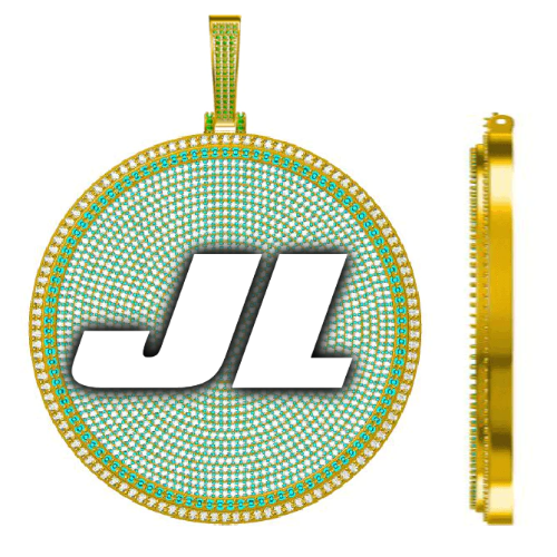 CUSTOM LETTER NECKLACE 3D BIG DISC