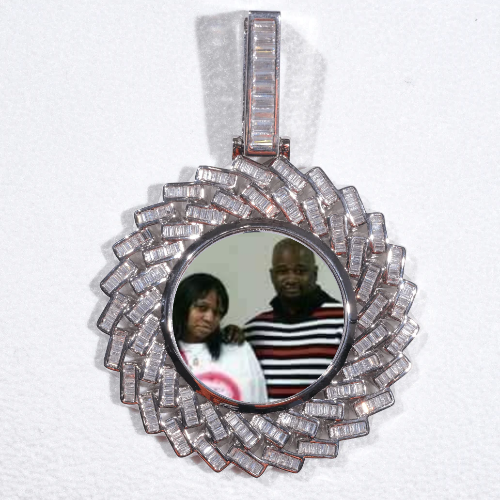 Large 3D Baguette Custom Picture Pendant