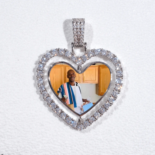 3D Spinning 2-Faced Heart Custom Picture Pendant