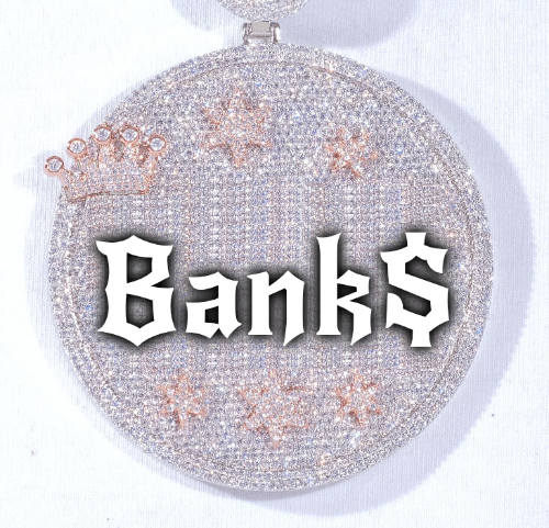 CUSTOM LETTER NECKLACE 3D BIG CROWN DISC