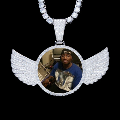 925S & VVS Moissanite 3D Wing Custom Picture Pendant