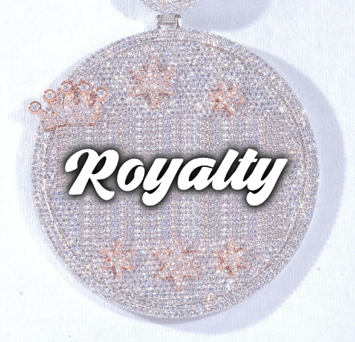 CUSTOM LETTER NECKLACE 3D BIG CROWN DISC