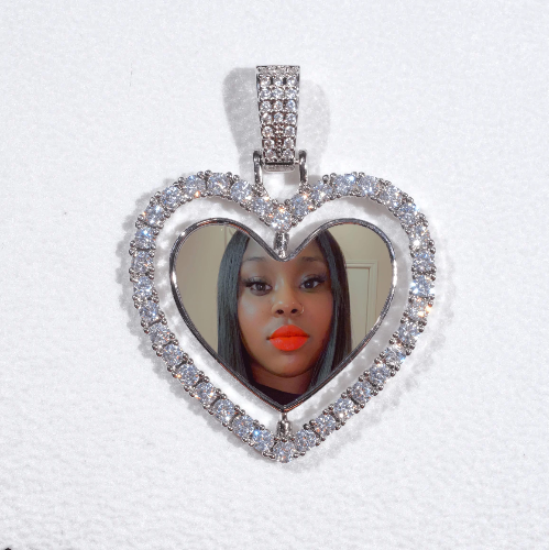 3D Spinning 2-Faced Heart Custom Picture Pendant
