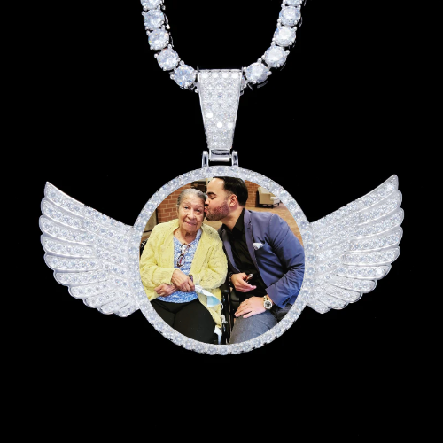 925S & VVS Moissanite 3D Wing Custom Picture Pendant