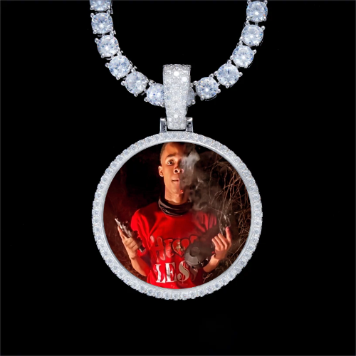 925S & VVS Moissanite 3D Circle Custom Picture Pendant