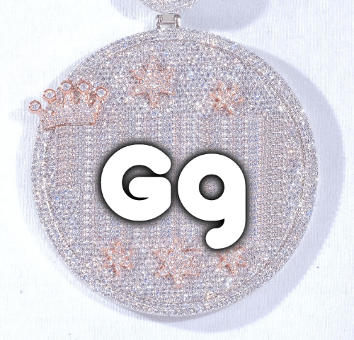 CUSTOM LETTER NECKLACE 3D BIG CROWN DISC
