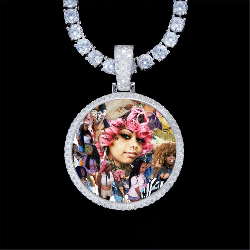 925S & VVS Moissanite 3D Circle Custom Picture Pendant