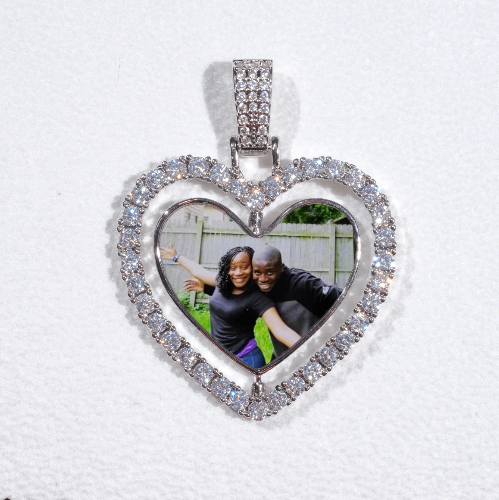 3D Spinning 2-Faced Heart Custom Picture Pendant