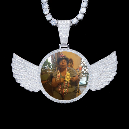 925S & VVS Moissanite 3D Wing Custom Picture Pendant