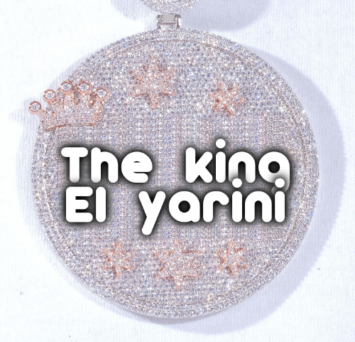 CUSTOM LETTER NECKLACE 3D BIG CROWN DISC
