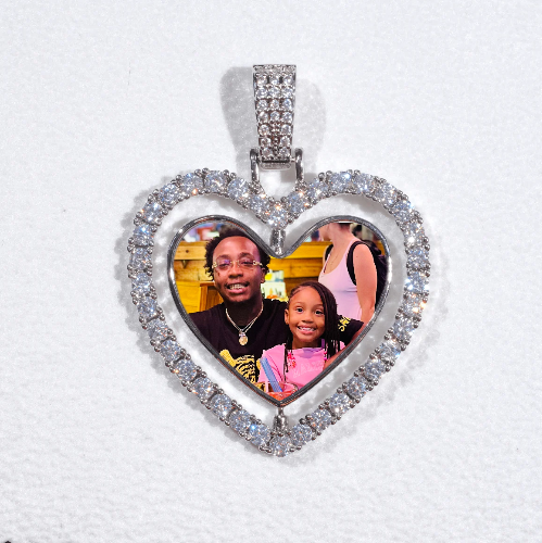 3D Spinning 2-Faced Heart Custom Picture Pendant