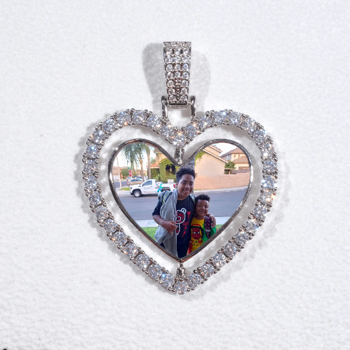 3D Spinning 2-Faced Heart Custom Picture Pendant