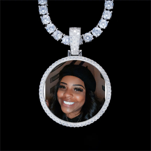 925S & VVS Moissanite 3D Circle Custom Picture Pendant