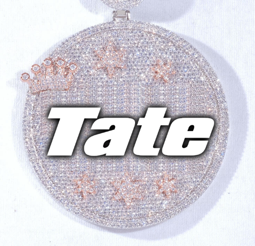 CUSTOM LETTER NECKLACE 3D BIG CROWN DISC