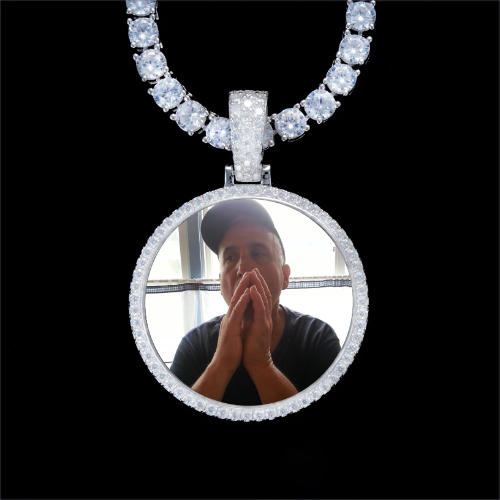925S & VVS Moissanite 3D Circle Custom Picture Pendant