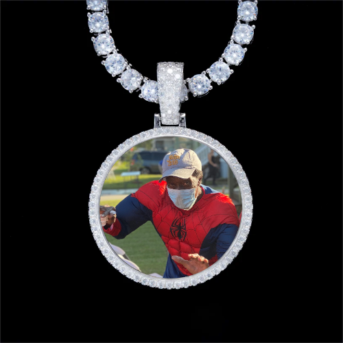 925S & VVS Moissanite 3D Circle Custom Picture Pendant