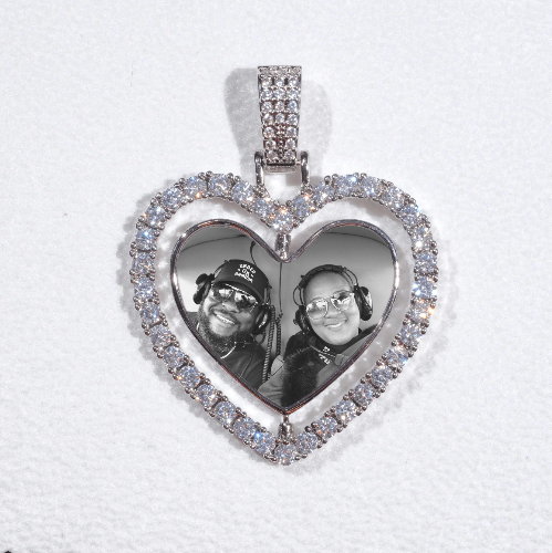 3D Spinning 2-Faced Heart Custom Picture Pendant