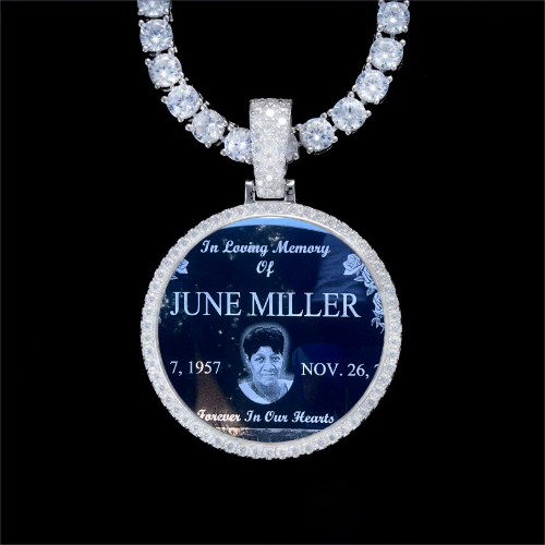 925S & VVS Moissanite 3D Circle Custom Picture Pendant
