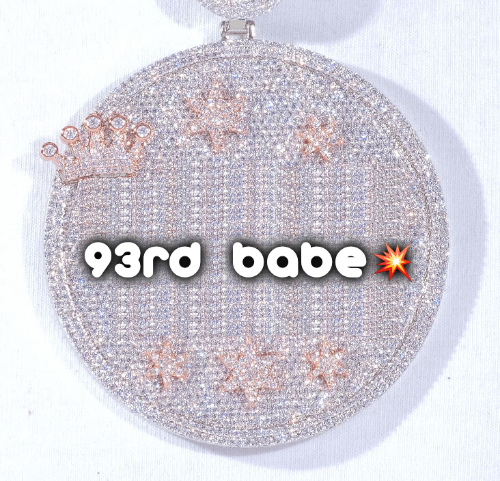 CUSTOM LETTER NECKLACE 3D BIG CROWN DISC