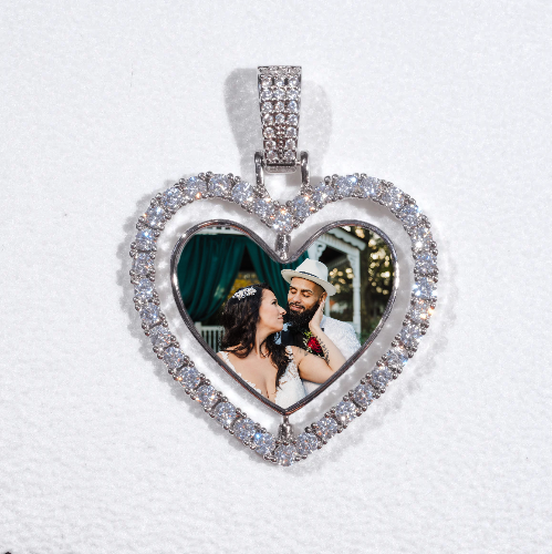 3D Spinning 2-Faced Heart Custom Picture Pendant