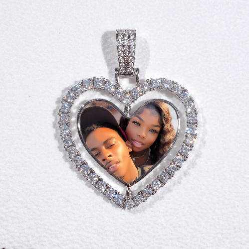3D Spinning 2-Faced Heart Custom Picture Pendant