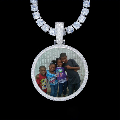 925S & VVS Moissanite 3D Circle Custom Picture Pendant
