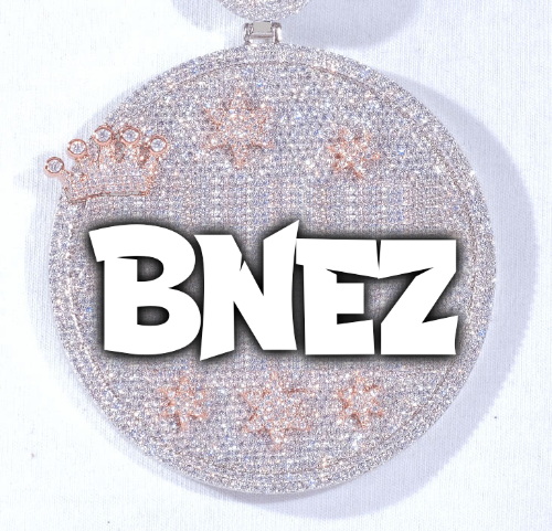 CUSTOM LETTER NECKLACE 3D BIG CROWN DISC
