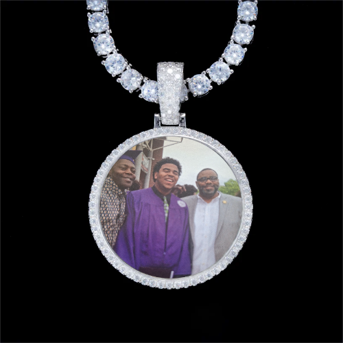 925S & VVS Moissanite 3D Circle Custom Picture Pendant