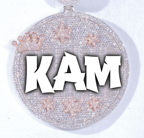 CUSTOM LETTER NECKLACE 3D BIG CROWN DISC