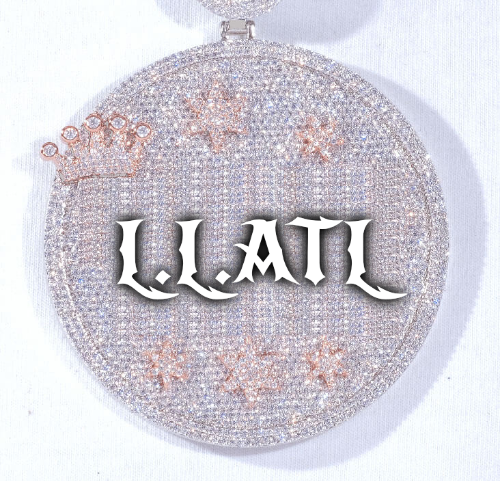 CUSTOM LETTER NECKLACE 3D BIG CROWN DISC