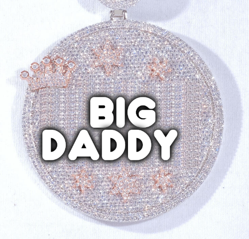 CUSTOM LETTER NECKLACE 3D BIG CROWN DISC