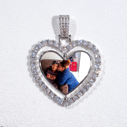 3D Spinning 2-Faced Heart Custom Picture Pendant