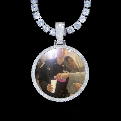 925S & VVS Moissanite 3D Circle Custom Picture Pendant