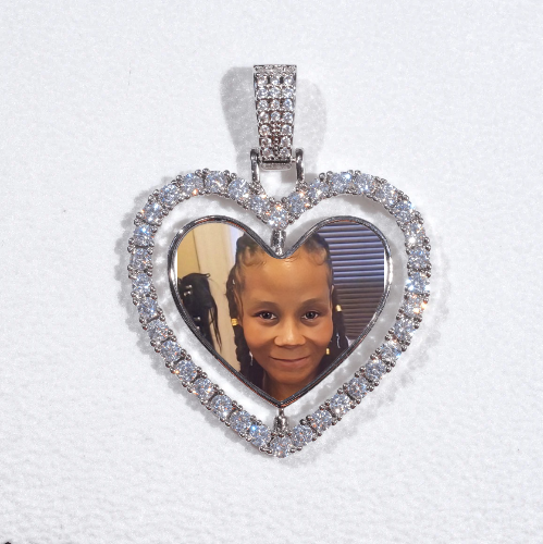 3D Spinning 2-Faced Heart Custom Picture Pendant