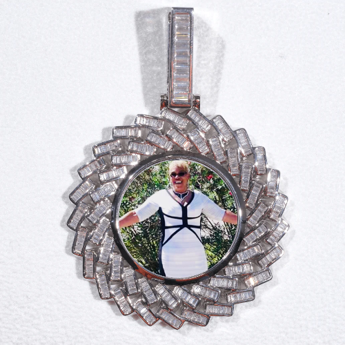 Large 3D Baguette Custom Picture Pendant