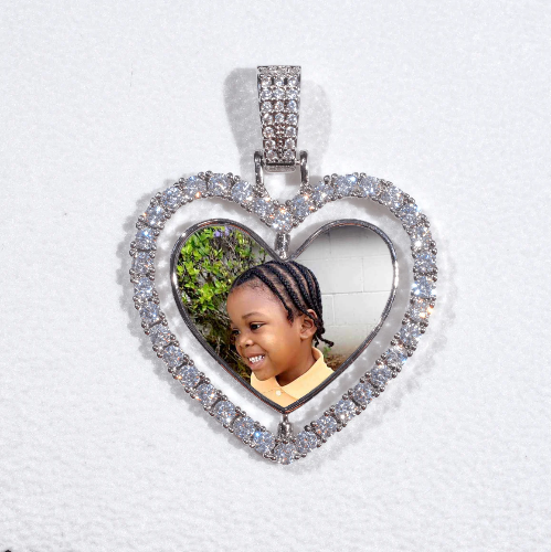 3D Spinning 2-Faced Heart Custom Picture Pendant