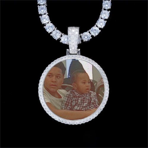 925S & VVS Moissanite 3D Circle Custom Picture Pendant