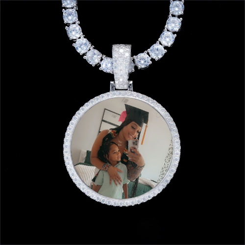 925S & VVS Moissanite 3D Circle Custom Picture Pendant