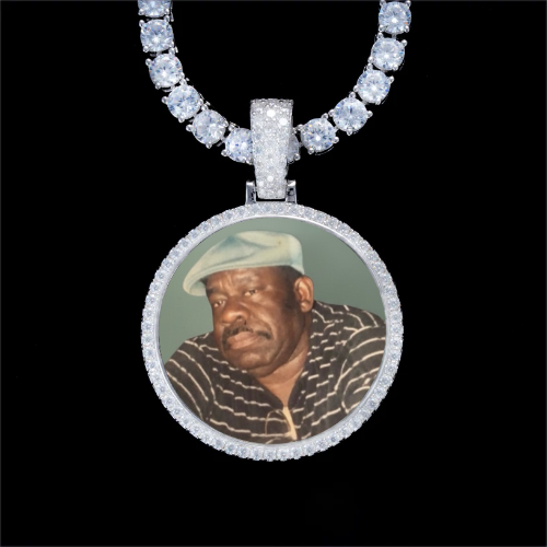 925S & VVS Moissanite 3D Circle Custom Picture Pendant