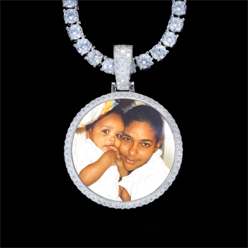 925S & VVS Moissanite 3D Circle Custom Picture Pendant