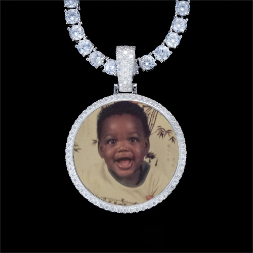 925S & VVS Moissanite 3D Circle Custom Picture Pendant