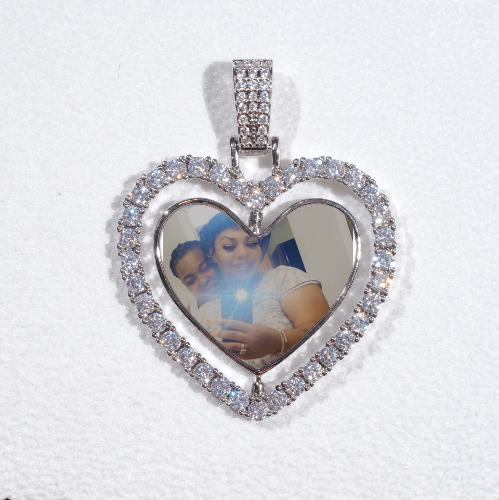 3D Spinning 2-Faced Heart Custom Picture Pendant