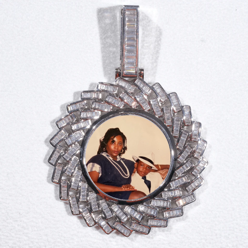 Large 3D Baguette Custom Picture Pendant