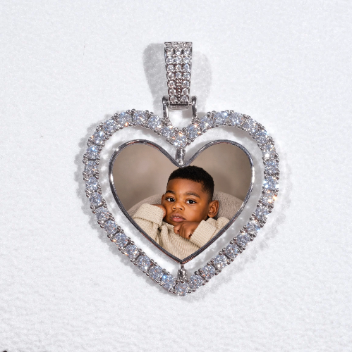 3D Spinning 2-Faced Heart Custom Picture Pendant
