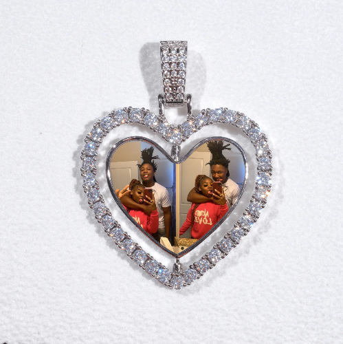 3D Spinning 2-Faced Heart Custom Picture Pendant