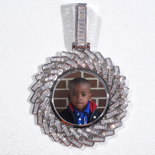 Large 3D Baguette Custom Picture Pendant